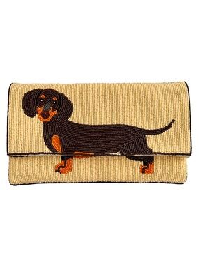 Lily Posh Dachshund Crossbody Clutch Bag, Dog Beaded Bag